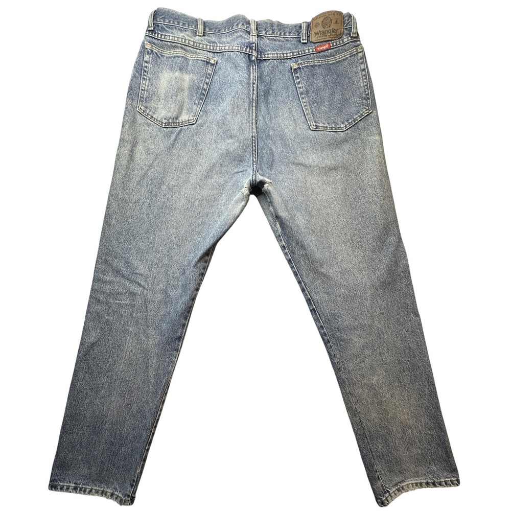 VTG Wrangler Jeans Mens 36X30 Blue Denim Straight Leg Distressed Workwear YKK